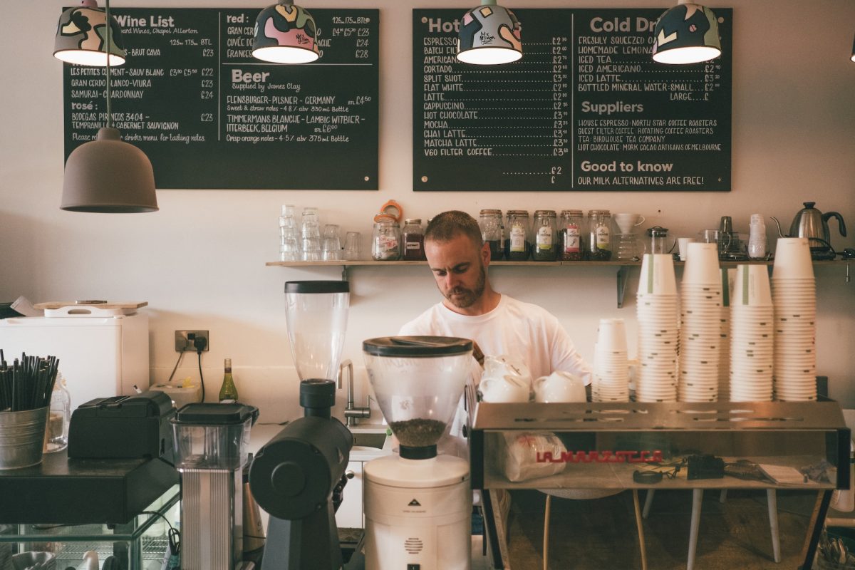 man making business on coffee