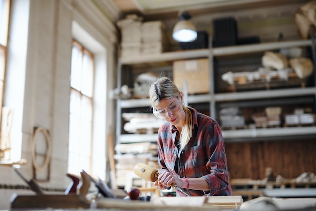 person working on handmade product