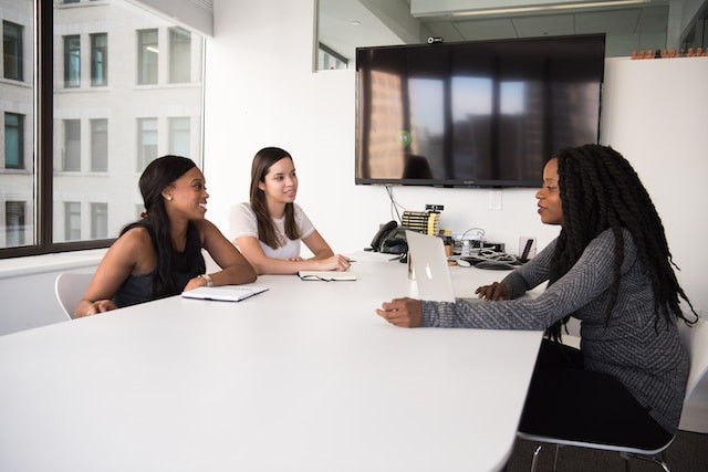 person interviewing on job